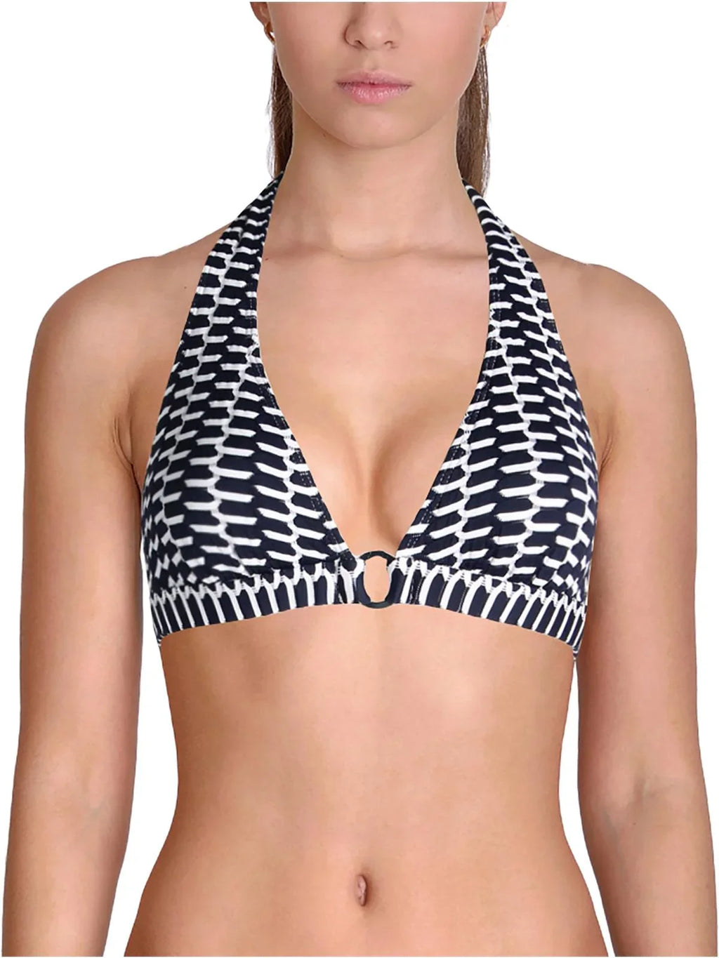 Shoshanna Womens Printed Ring Hole Swim Top Separates Navy A