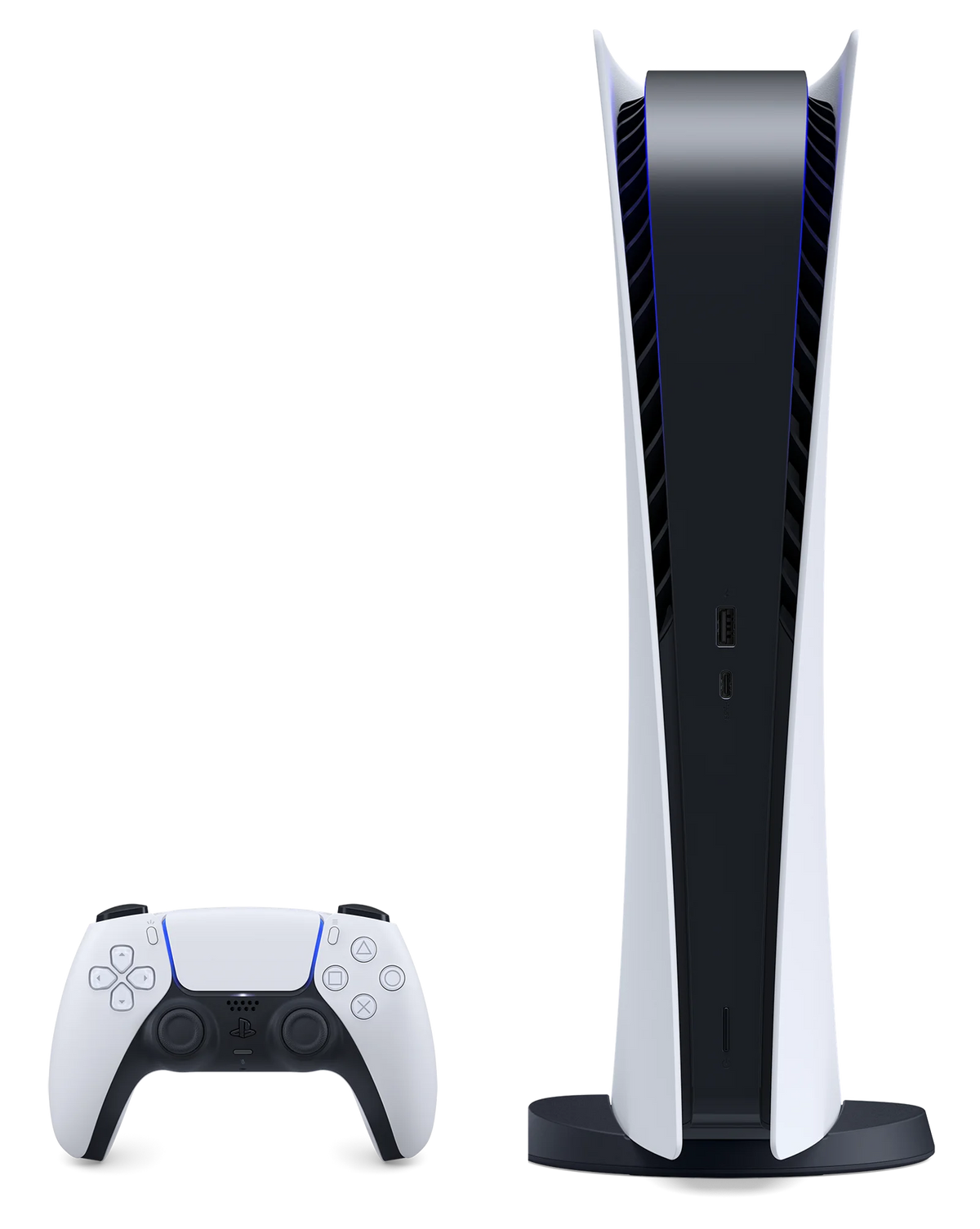 PlayStation 5 Digital PS5 - White Console with Wireless Controller - All Digital Version, 825GB SSD - With PS Plus 3 Month Membership