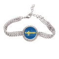 Sweden Country Flag Name Art Deco Fashion Tennis Chain Anklet Diamond Jewelry