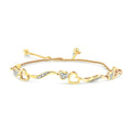 14K Yellow Gold Plated .925 Sterling Silver 1/10 Cttw Diamond Wave and Hearts 4"-10" Adjustable Bolo (I-J Color, I3 Clarity)