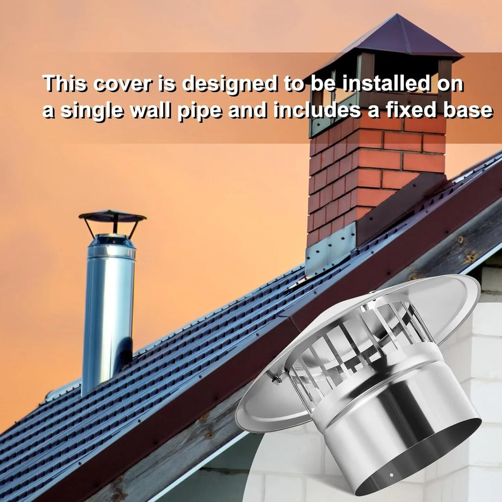 6 Inch Cone Top Chimney Cap Stainless Steel Cone Cap with Screen Chimney Protection Outside Roof Silver Fireplace Screen Protection Exterior Stove Pipe Topper for Vent Flue Family Kitchen Cooking