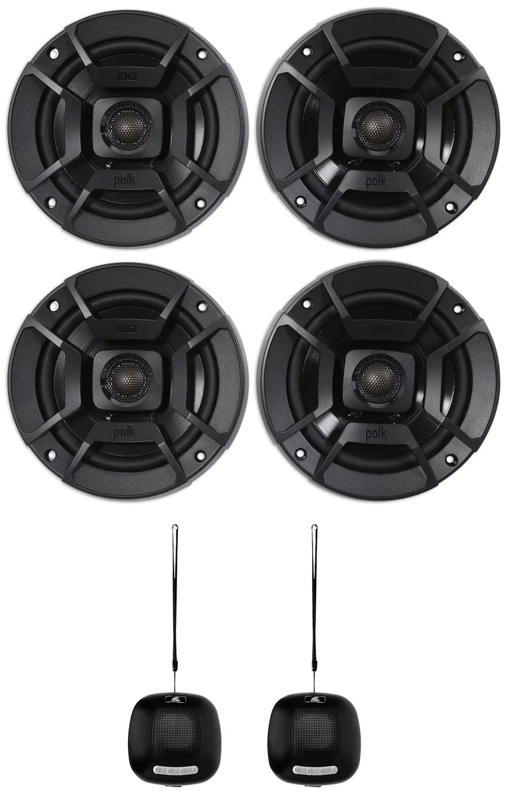 (2) Polk Audio DB522 5.25" 600w Car Audio Craft Speakers Bundle with (2) Rockville RPB1 10 Watt