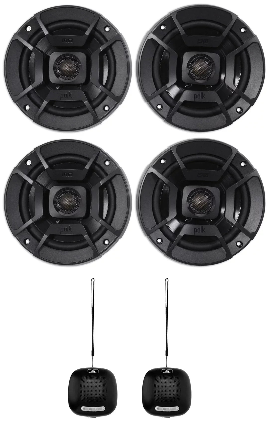 (2) Polk Audio DB522 5.25" 600w Car Audio Craft Speakers Bundle with (2) Rockville RPB1 10 Watt