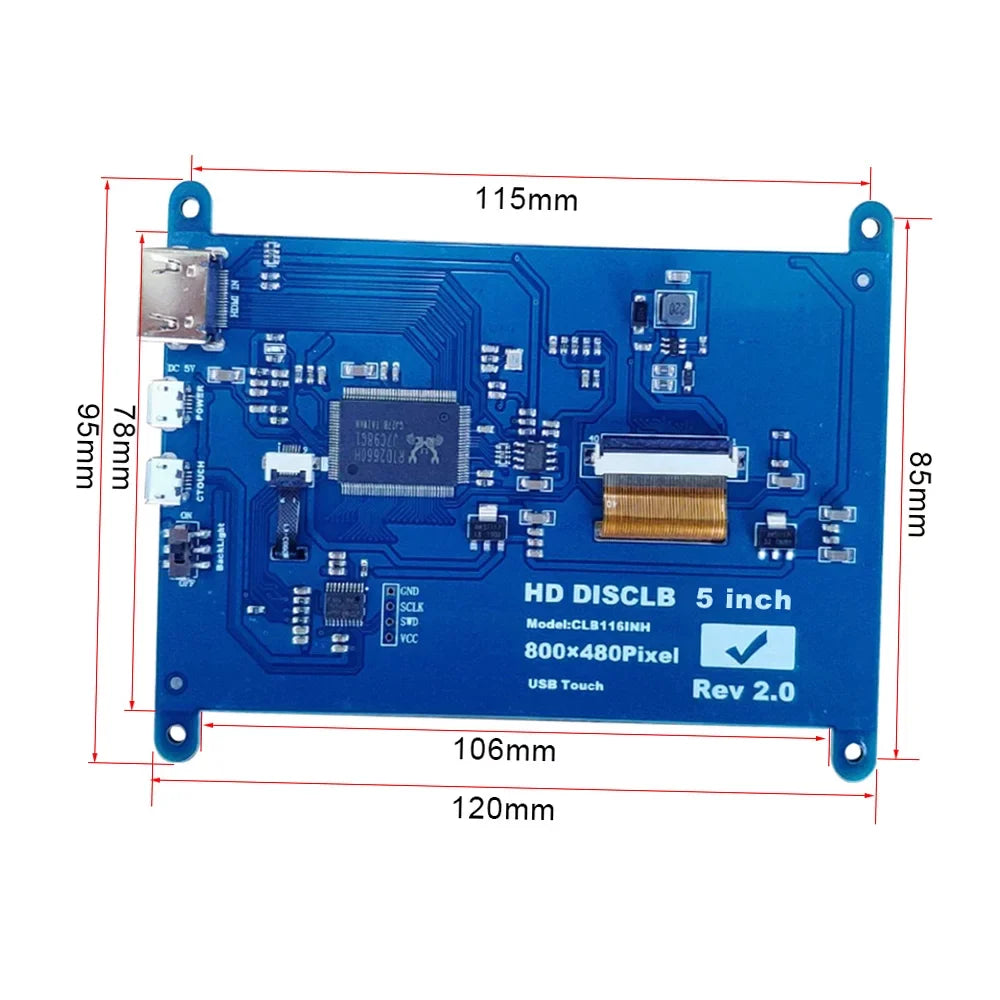 Aibecy 5 InchCapacitive Touchscreen Display 800*480 Resolution Small Portablewith USBInterface Compatible with Raspberry Pi Educational Tool