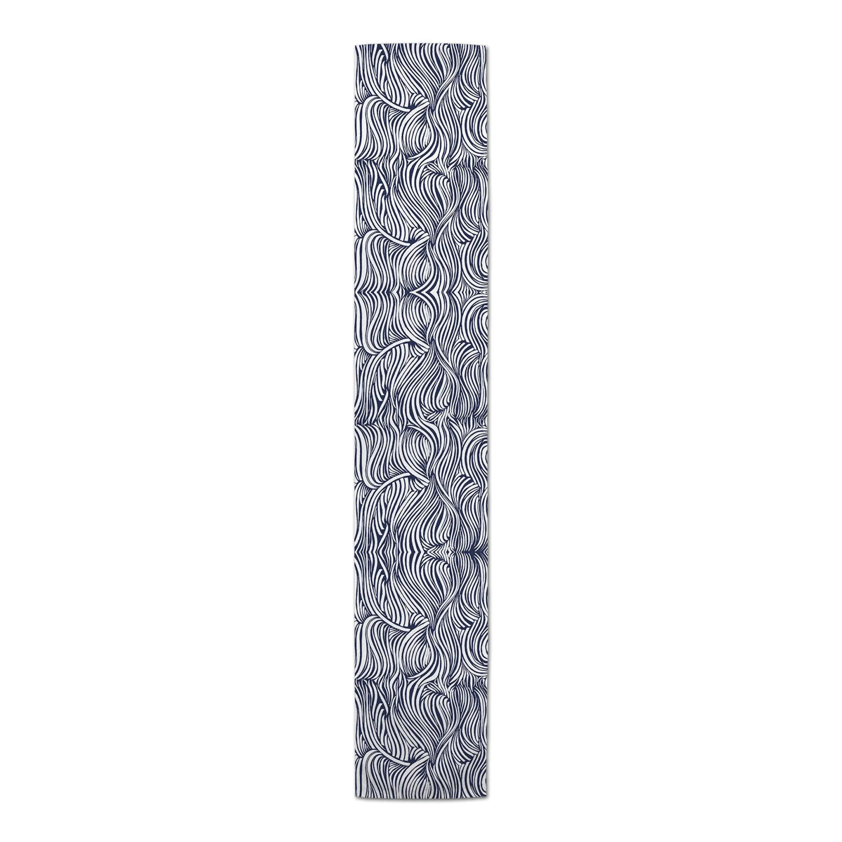 Creative Products Navy Abstract Waves 16x72 Poly Twill Table Runner