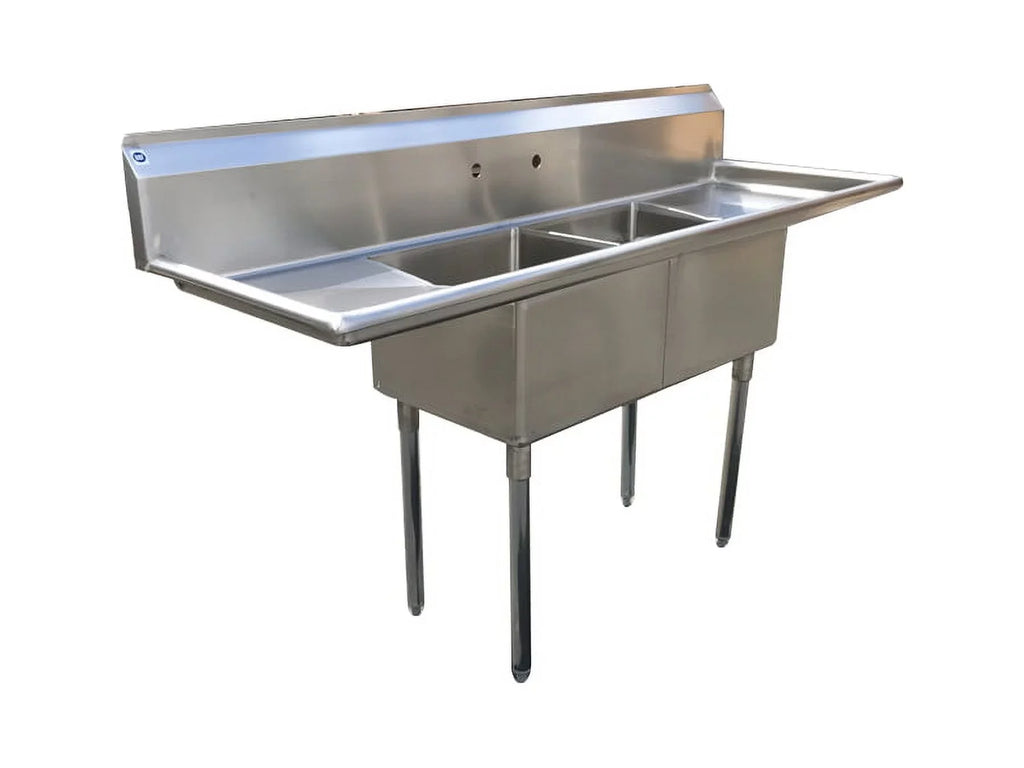 72" Stainless Steel Sink Two Compartment Commercial Kitchen Restaurant NSF