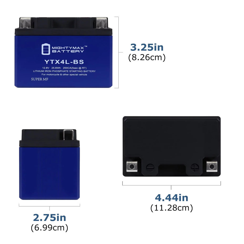 YTX4L-BS Lithium Replacement Battery Compatible with Bombardier Quest 500 2002 - 8 Pack