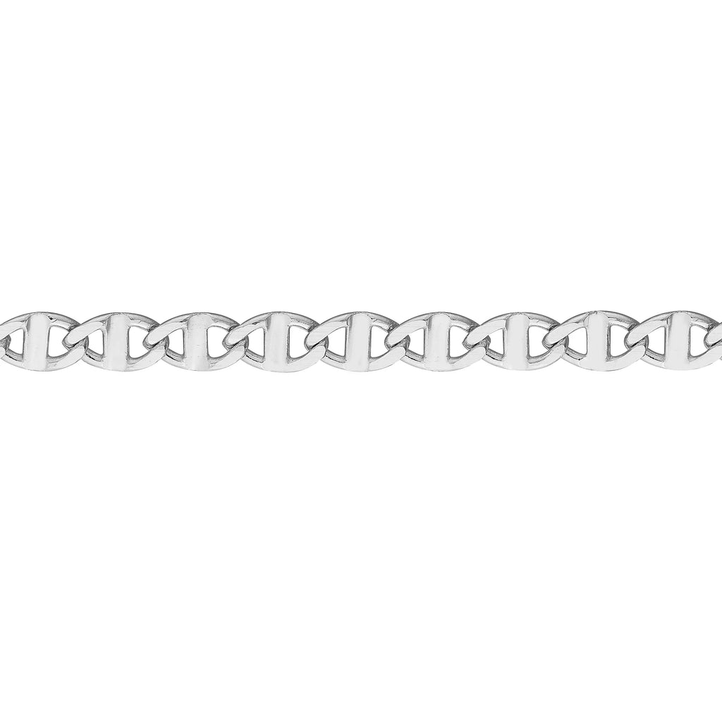 14K White Gold Women's 9"-10" Adjustable 2.20mm Flat Mariner Link Anklet