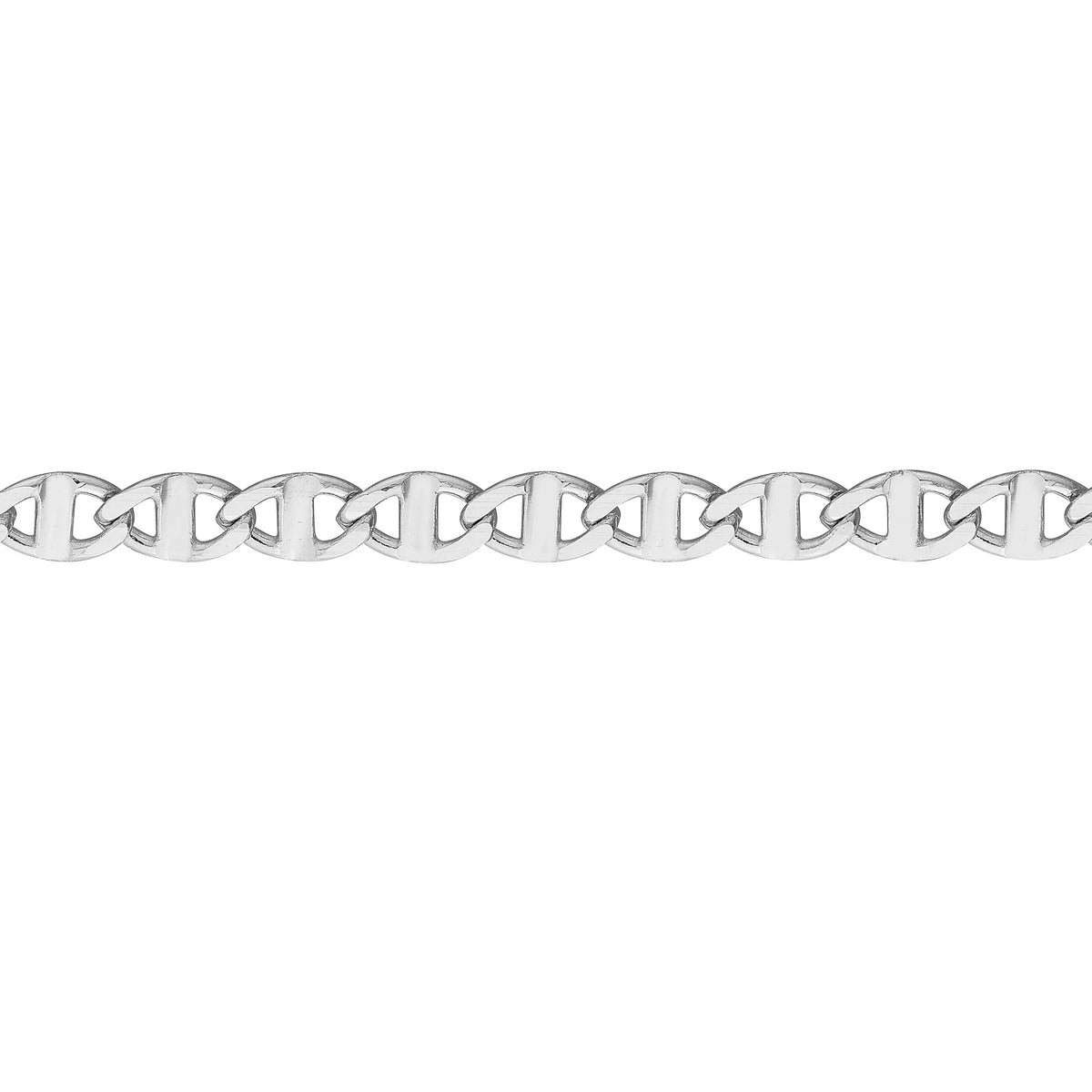 14K White Gold Women's 9"-10" Adjustable 2.20mm Flat Mariner Link Anklet