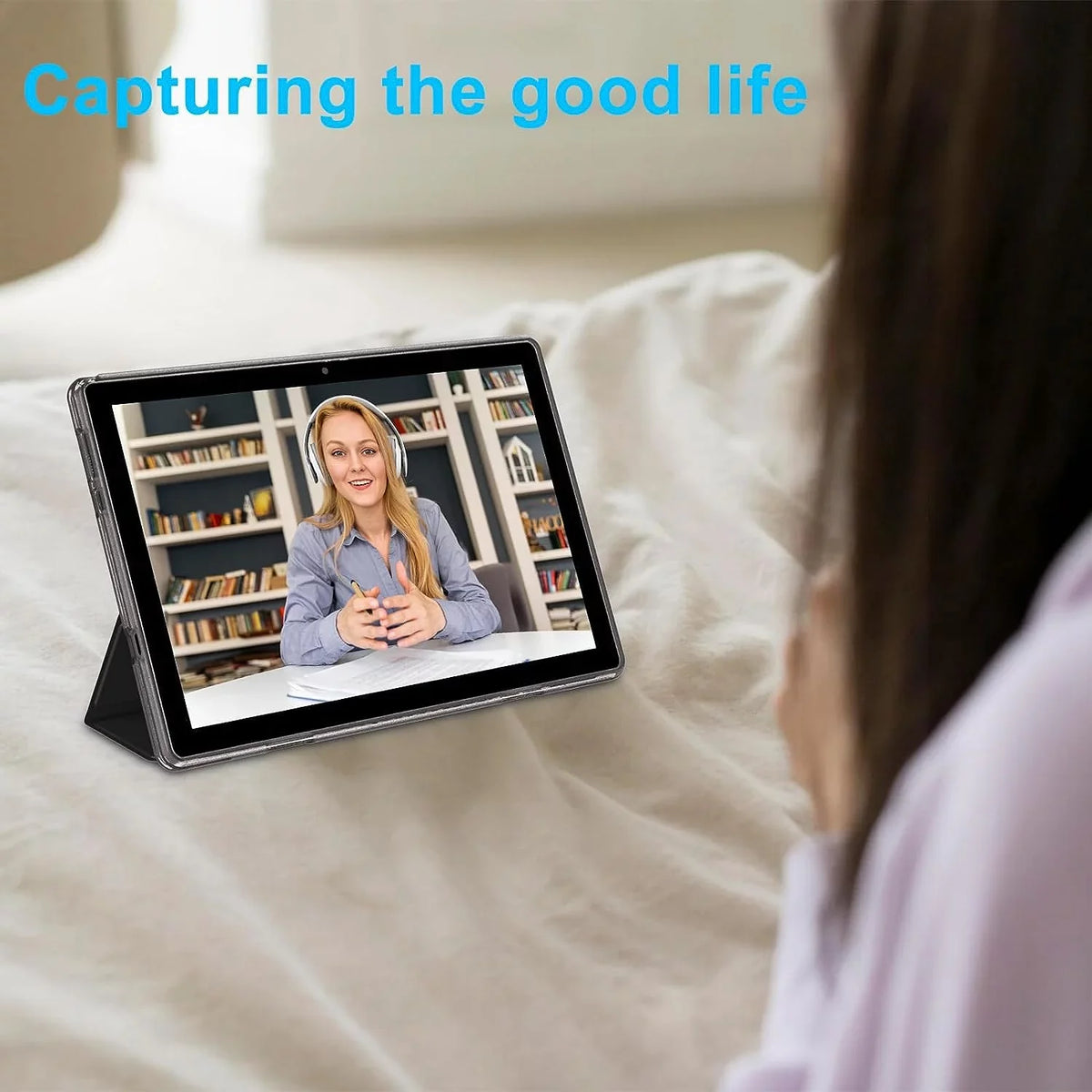 10 Inch Android 11 Tablet PC, 6GB RAM 128GB ROM/1TB Expandable Computer Tablets, BT 5G Wi-Fi 6 Quad Core Tableta, IPS HD Touch Screen, 8MP Camera, Google GMS Certified Tablets with Leather Case(Black)