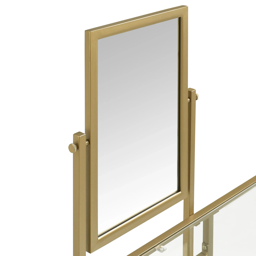 Crosley Furniture Aimee 2-Piece Tempered Glass Vanity Desk/Mirror in Soft Gold
