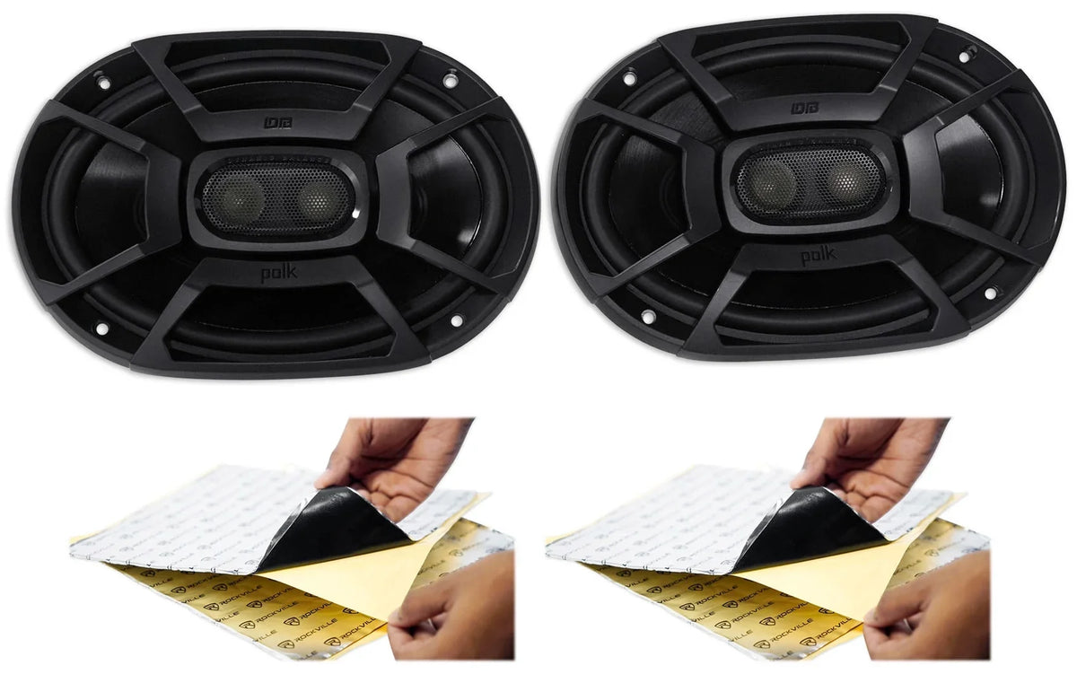 (2) Polk Audio DB692 6X9" 450 Watt Car Vessel Speakers + Rockmat