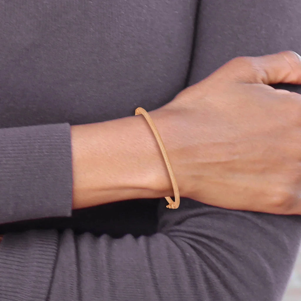 14K Rose Gold Textured Hinged Wristlet