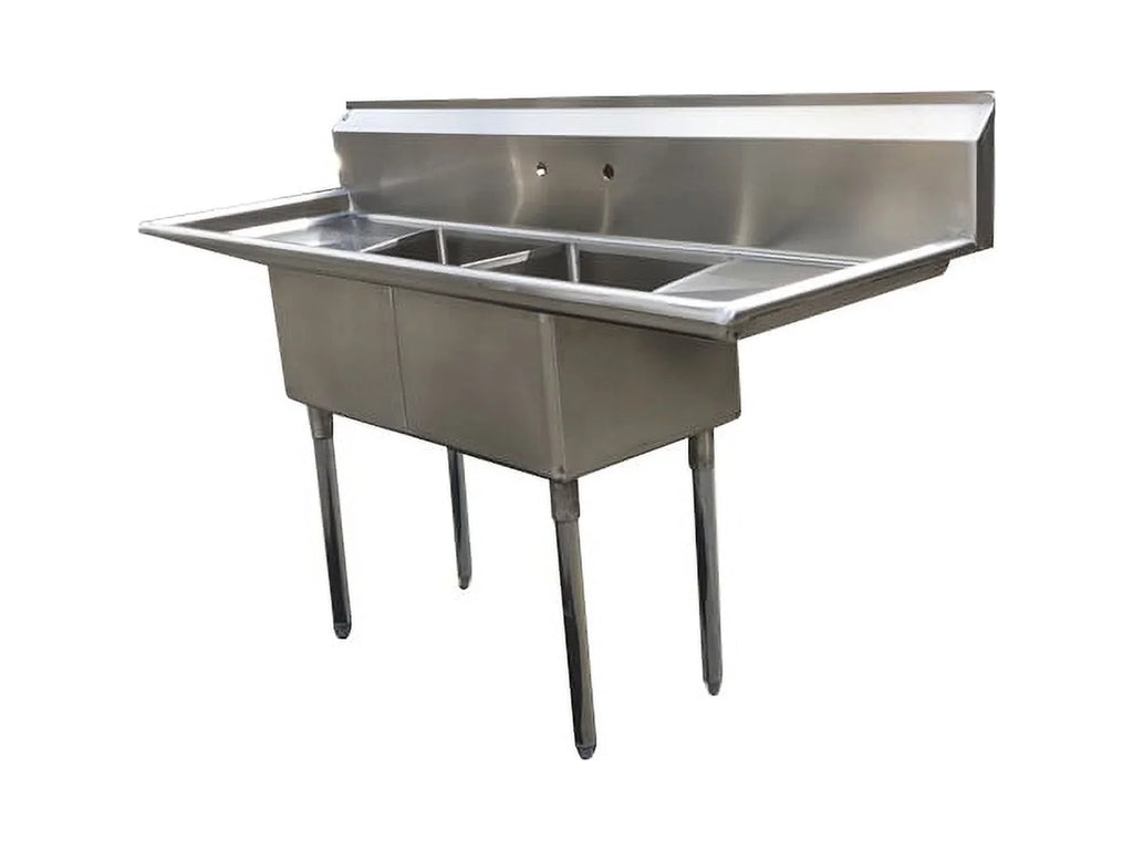 72" Stainless Steel Sink Two Compartment Commercial Kitchen Restaurant NSF