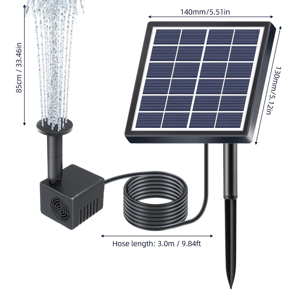 Andoer Fountain,Water Pipe And Pond Pump Rate Submersible Water And Stakes With 8 Nozzles 1.5w Solar Water Pond/pool/fish Stakes Solar Powered 8 Nozzles 9.84ft Solar Powered Pond Pump With 8 Huiop