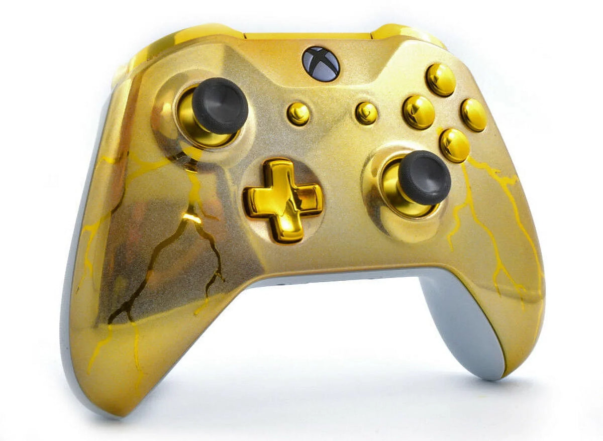 Gold Thunder Xbox One S SMART Custom Rapid Fire Modded Controller. FPS mods. COD Warzone