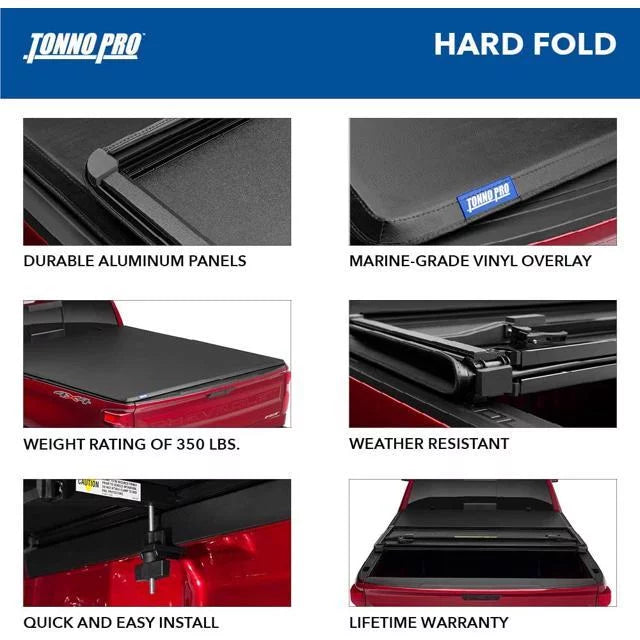 Tonno Pro Hard Fold, Hard Folding Truck Bed Tonneau Protection | HF-562 | Fits 2016 - 2023 Toyota Tacoma 6' 2" Bed (73.7")