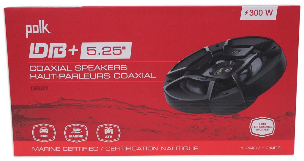 (2) Polk Audio DB522 5.25" 600w Car Audio Craft Speakers Bundle with (2) Rockville RPB1 10 Watt