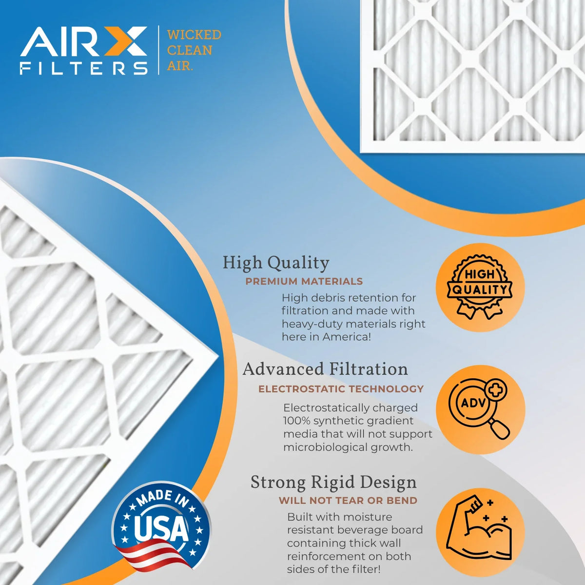 12x20x1 Air Filter MERV 8 Comparable to MPR 700 & FPR 5 Electrostatic Pleated Air Conditioner Filter 6 Pack HVAC AC Premium Made 12x20x1 Furnace Filters by AIRX FILTERS WICKED CLEAN AIR.